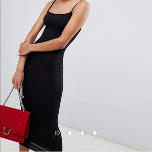 NWT Boohoo Black Square Neck Midi Dress